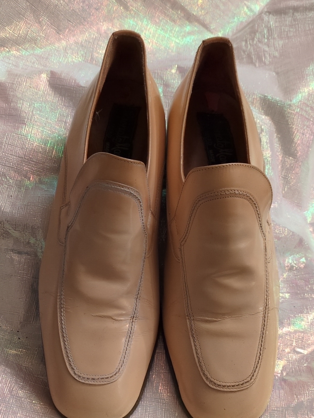 Donato Morroni Men's Slip-On Leather Loafers in Beige Sz 9